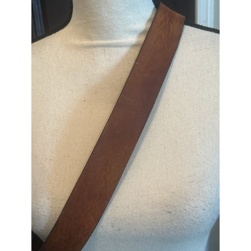 Round Heavy Brass Cross Buckle with Brown Leather Belt - Picture 4 of 10